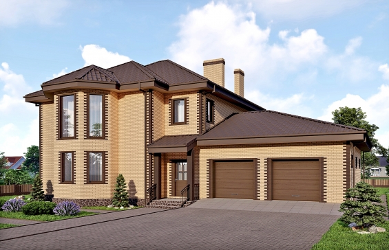 Двухэтажный дом с подвалом, гаражом со смотровой ямой и террасой Rg6607 - Вид1